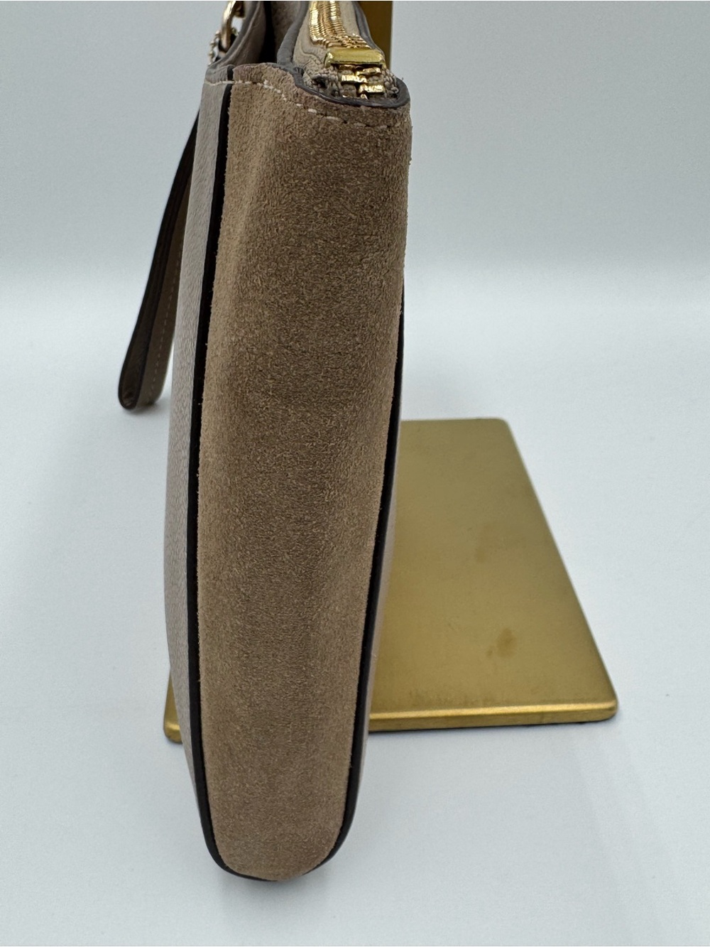 Coach Taupe Leather and Suede Clutch EUC - Picture 5 of 8